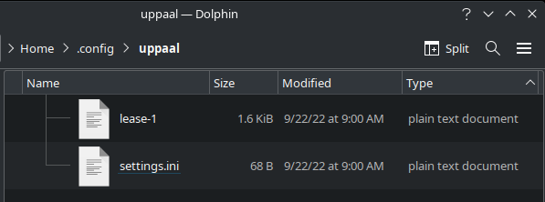 UPPAAL Configuration Folder in Linux